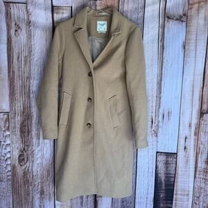 Abercrombie & Fitch Dad Coat Jacket Camel Tan Workwear Classic Long Small Tall